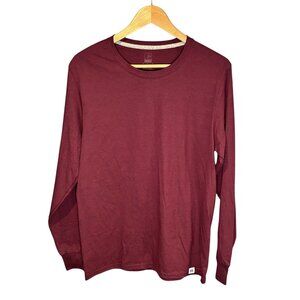 Russell Athletic Mens Long Sleeve Maroon Shirt M Cotton Blend